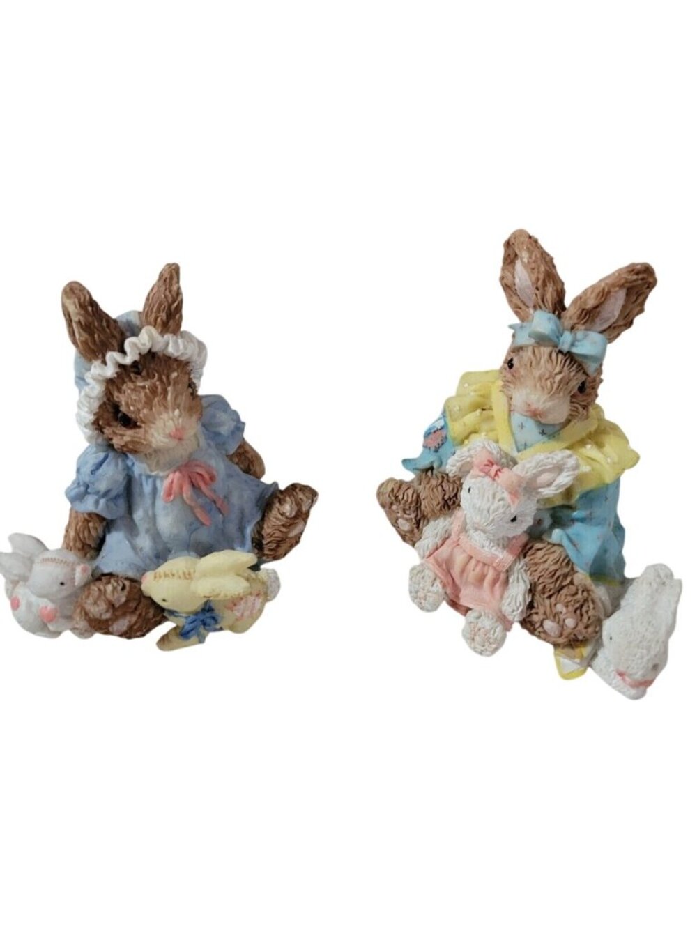 2 Albert Price Tales of Bunny Hollow Figurines Easter Girl Bunnies Dresses Vtg